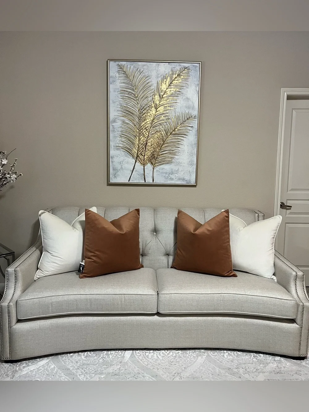 1-TGH TESSITURA MADE IN ITALY VELVET BURNT ORANGE LUXURY DECORATIVE PILLOW